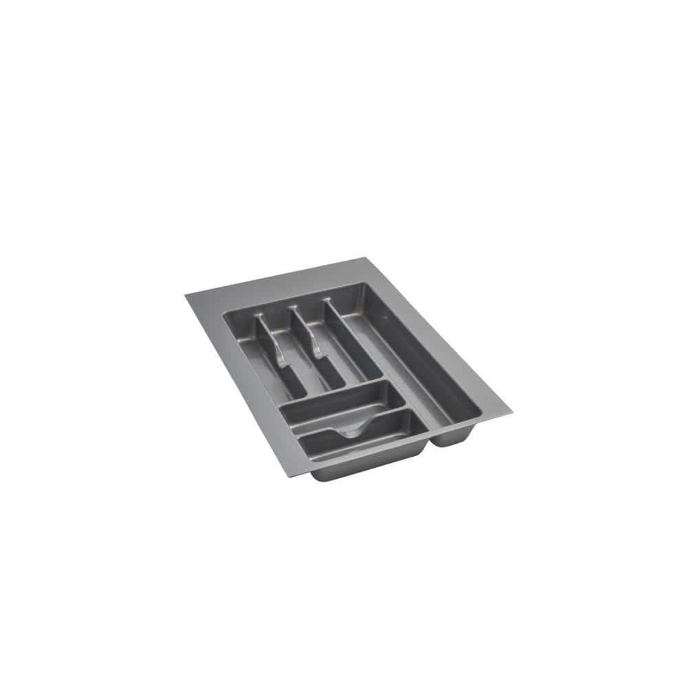 2.375 in. H x 14.25 in. W x 21.25 in. D Medium Glossy Silver Cutlery Tray Drawer Insert - Hercitys