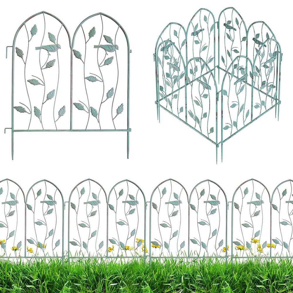 23 in. x 20 in. Vintage Metal Arched Decorative Garden Fence Panels Patio Landscape Pathway Edge Border (4-Pack) - Hercitys