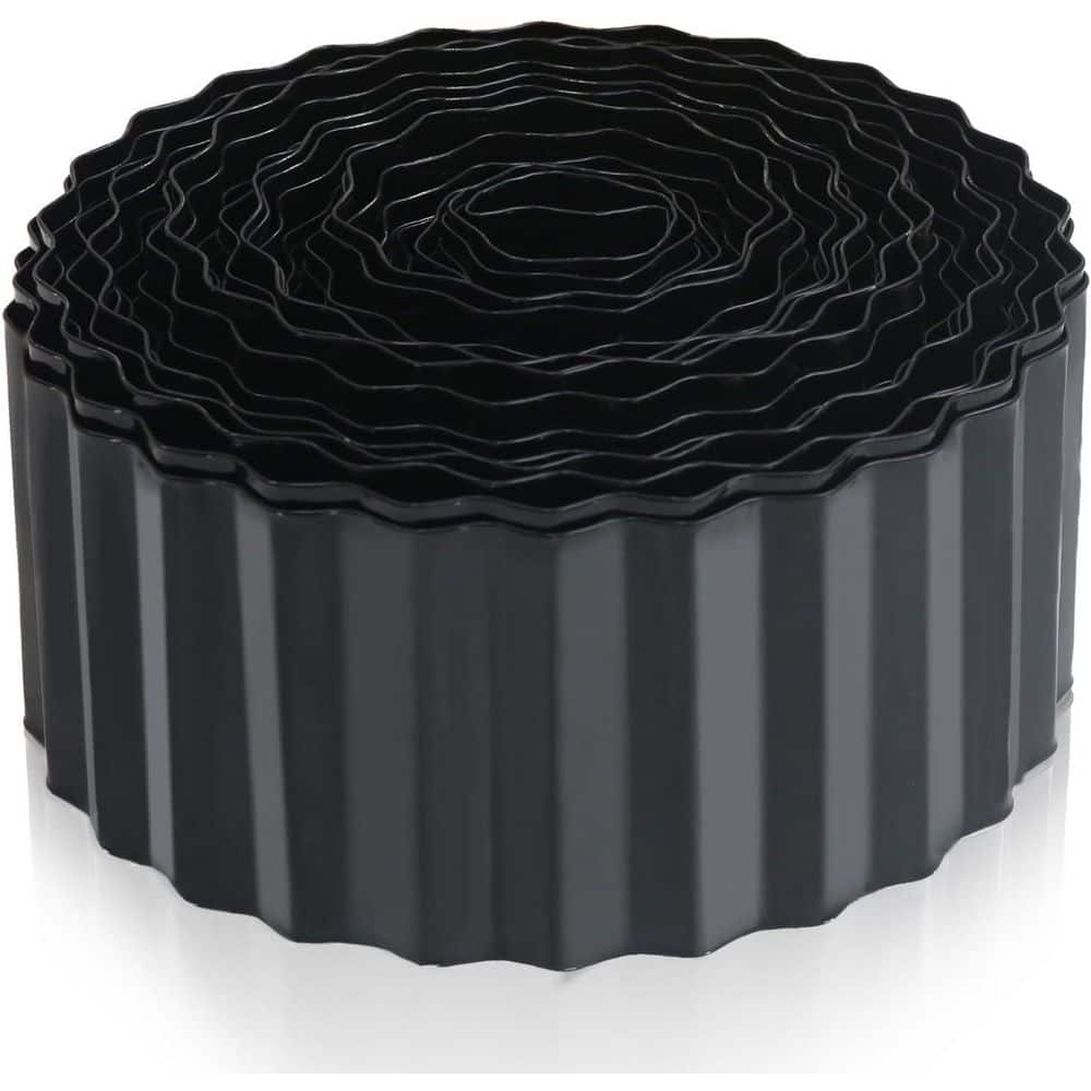 4 in. x 50 ft. Galvanized Metal Corrugated Garden Edging, Black - Hercitys