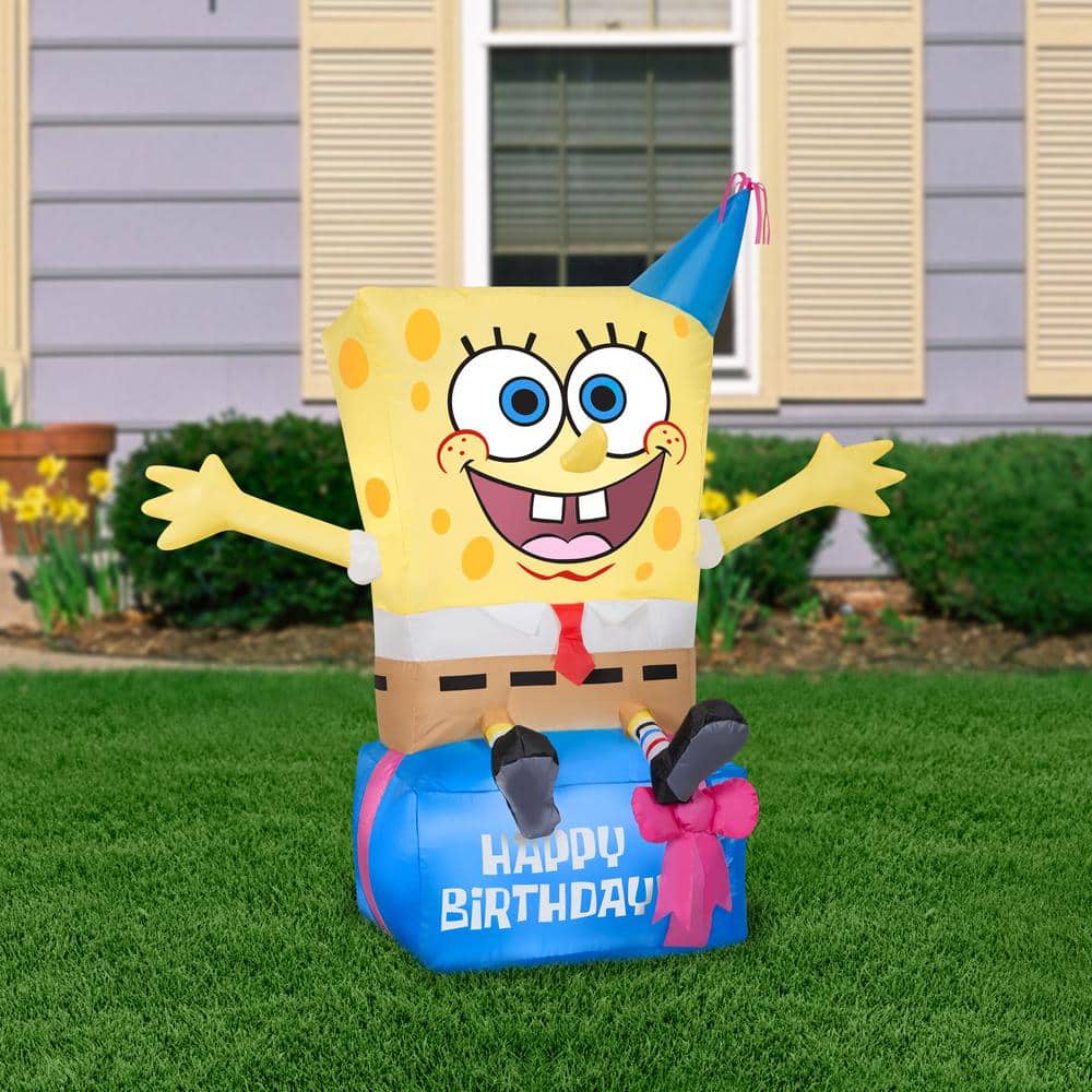 3.5 ft. Tall Airblown-Spongebob on Birthday Present-SM-Nick - Hercitys