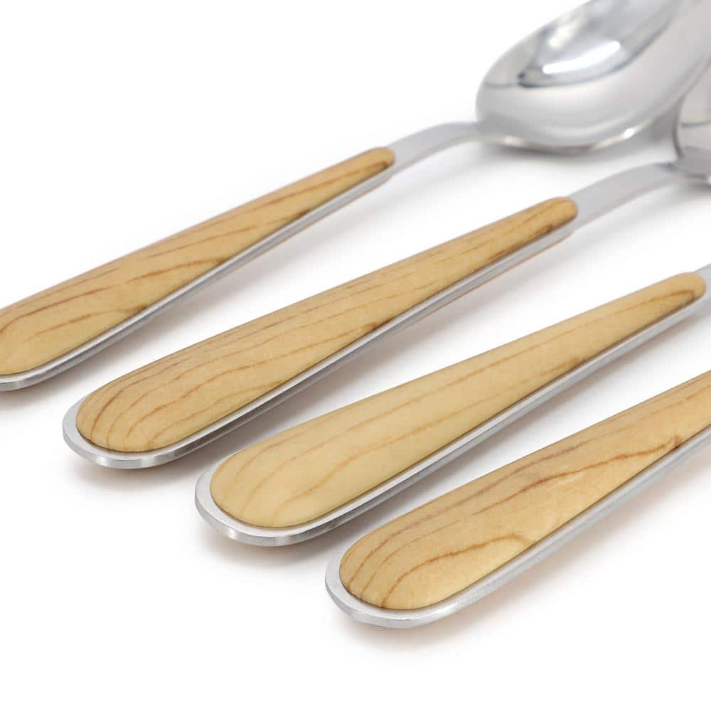 16 Piece Langhorne Stainless Steel Flatware Set in Brown and Silver - Hercitys