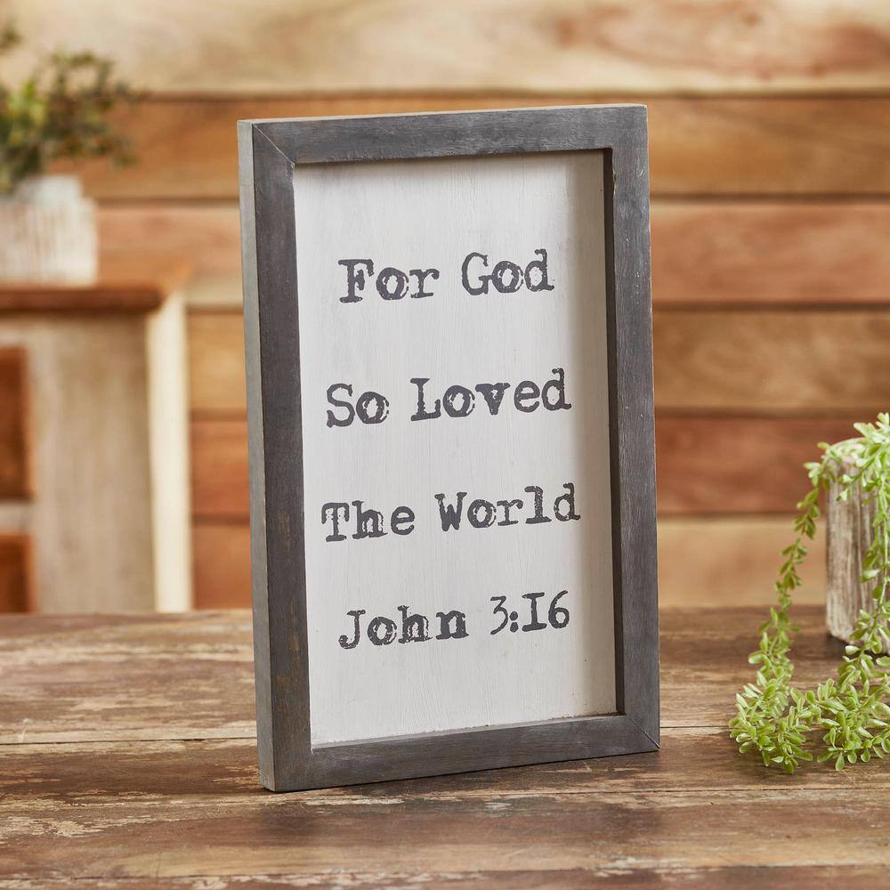 14 in. H Dove Grey White Wooden Easter Wall Decor John 3:16 Shadow Box Frame - Hercitys