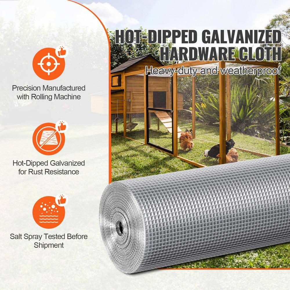 1/4 in. Hardware Cloth 36 in. x 50 ft. Galvanized Wire Mesh Roll for Chicken Fencing Garden Small Rodents - Hercitys