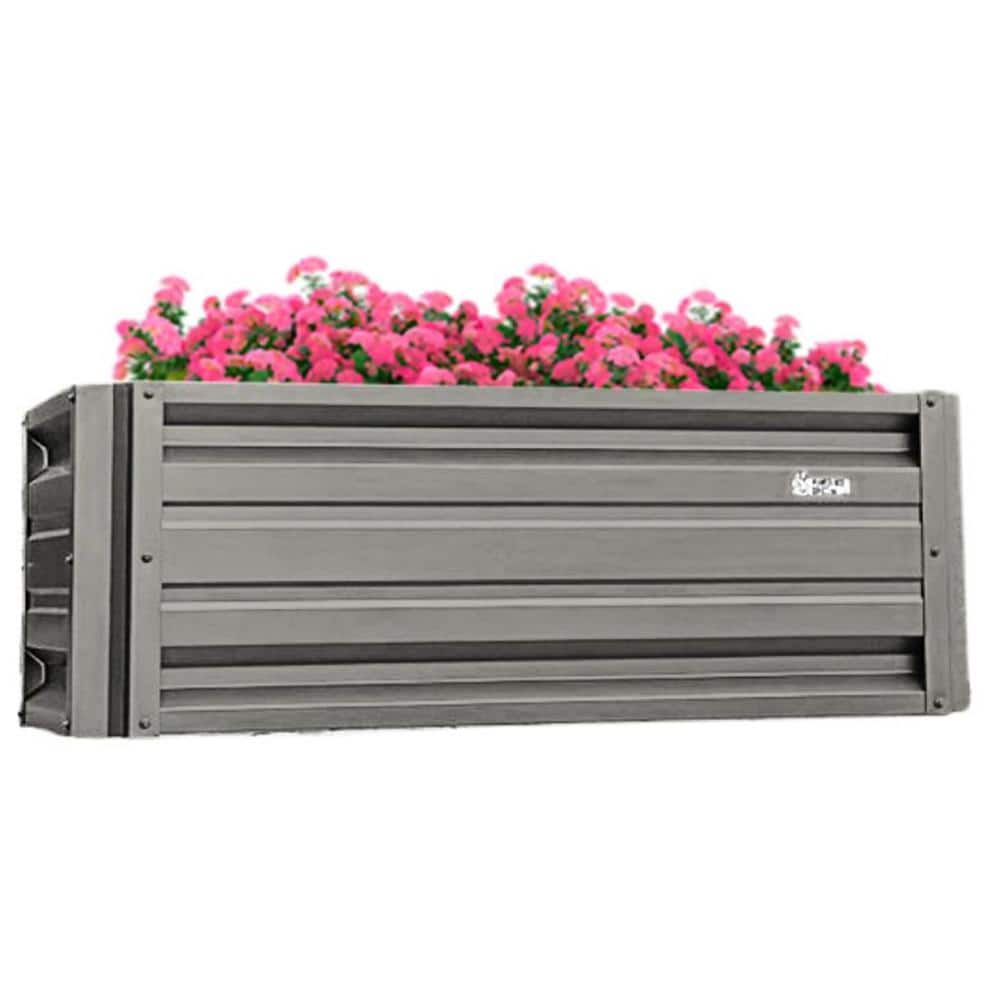 24 inch by 48 inch Rectangle Slate Gray Metal Planter Box - Hercitys