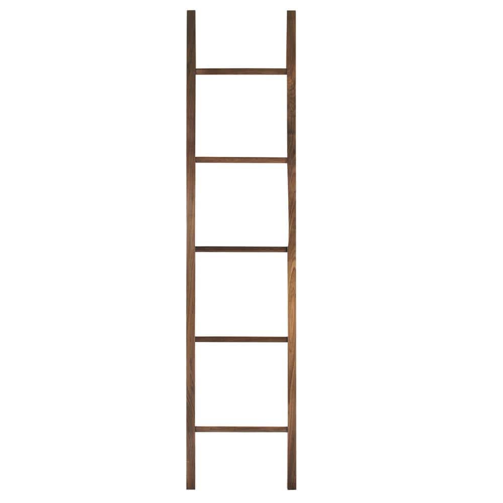 19 in. W x 1.6 in. D Espresso New Decorative Ladder with Solid American Maple Shelving Unit - Hercitys