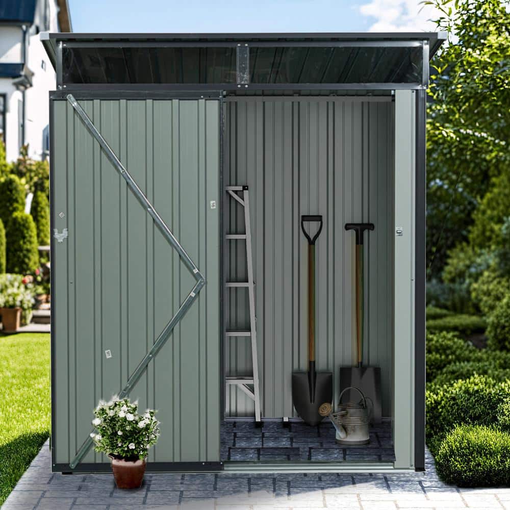 5 ft. W x 3 ft. D Metal Outdoor Storage Shed, All Weather Transparent Plate Gray (15 sq. ft. ) - Hercitys