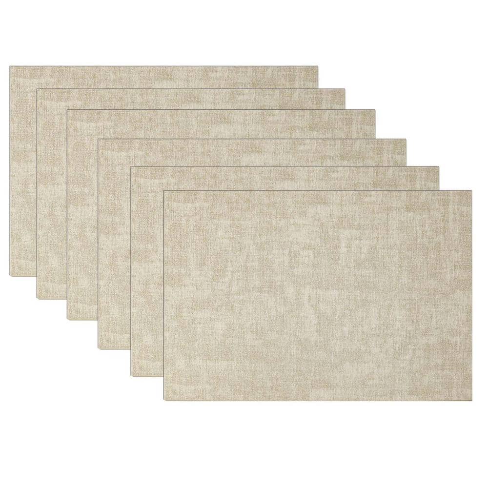 11.8 in. x 16.9 in. Rectangular Beige Leather Placemats, Waterproof Insulated Placemats (Set of 6) - Hercitys