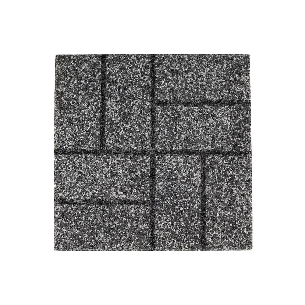 16 in. x 16 in. x ¾ in. Black/Gray Blended Dual-Sided Rubber Paver (9-Pack) - Hercitys