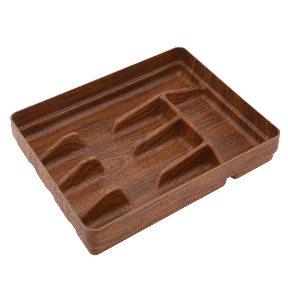 5 Compartment Wood Look Cutlery Tray - Hercitys