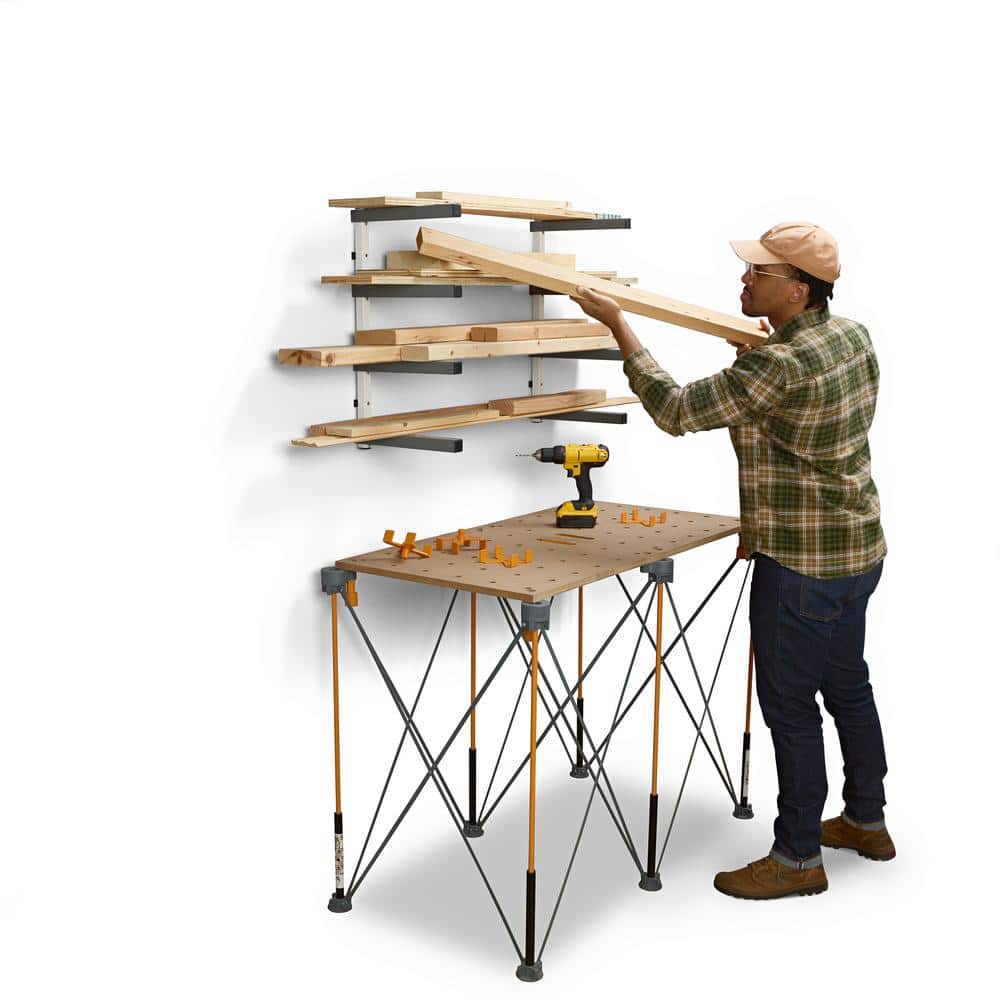 24.25 in. H x 72 in. W x 12.5 in. D Gray/White 4-Level Wall Mounted Storage Rack - Hercitys