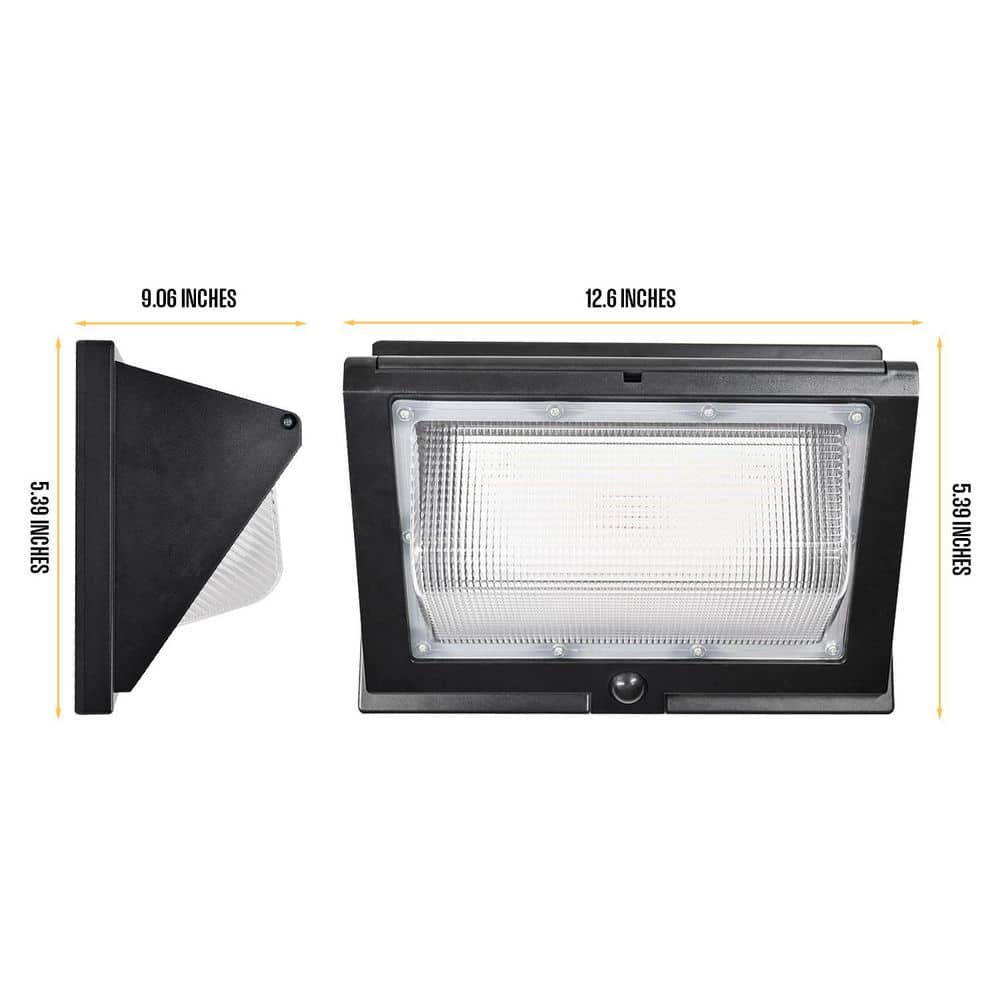 120-Watt Equivalent Integrated LED Black Dusk to Dawn Solar Wall Pack Light with Motion Sensor 3000K/4000K/5000K - Hercitys
