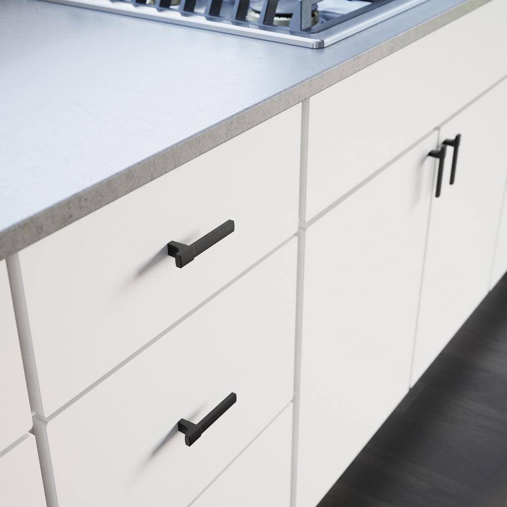 (10-Pack) Modern Track 3-23/32 in. (94 mm) Modern Matte Black T-Shaped Bar Cabinet Knobs - Hercitys