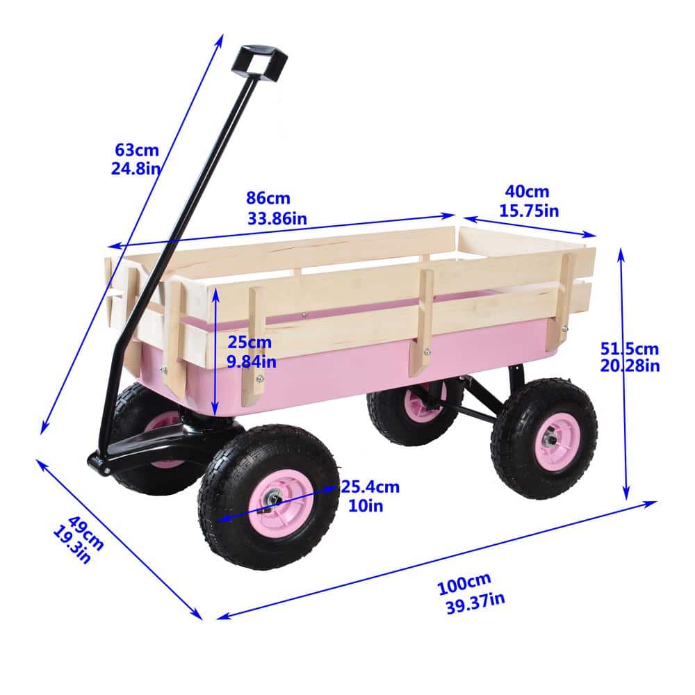 2.8 cu.ft. Steel Wagon Children Kid Garden Cart in Pink - Hercitys