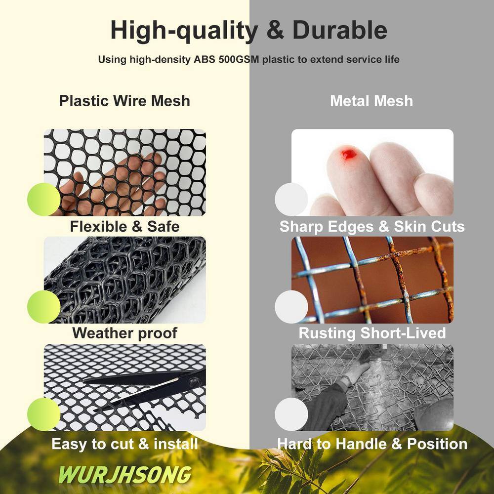 16 in. x 10 ft. Plastic Wire Mesh Garden Fence for Poultry & Gardening Black - Hercitys