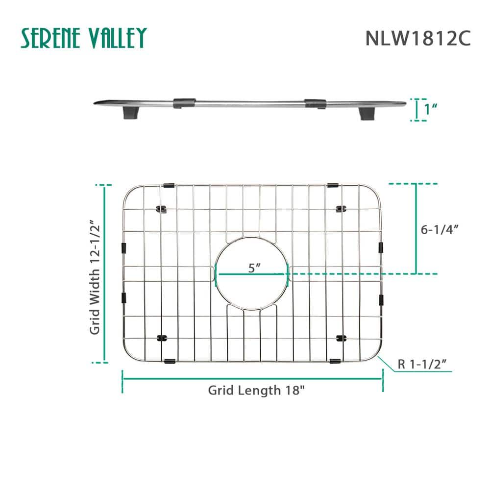 18.07 in. x 12.56 in. Center Drain Stainless Steel Sink Grid - Hercitys