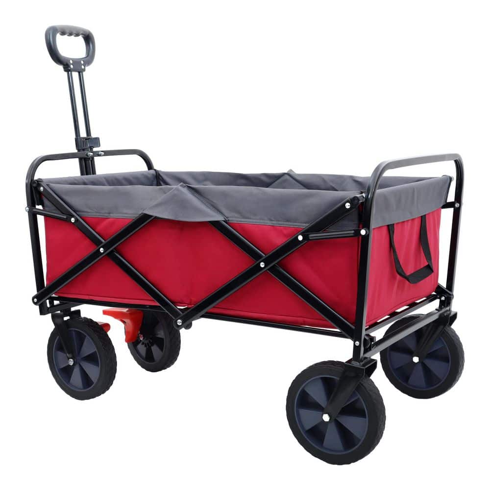 5.3 cu. ft. Steel Garden Cart For Supermarket Procurement, Camping Equipment Transportation, Gardening Tool Handling Red - Hercitys