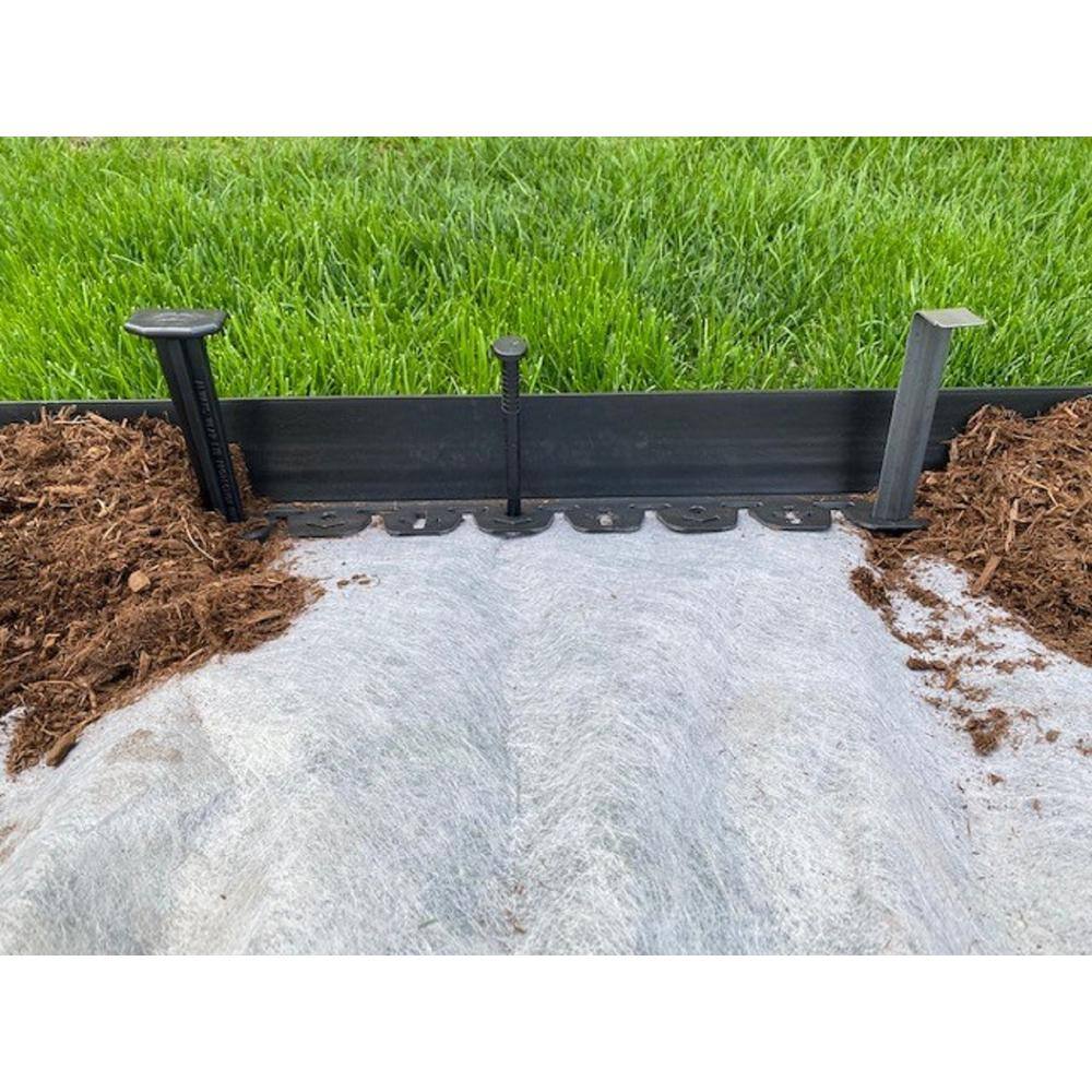 20 ft. L x 2 in. W x 3 in. H Light Brown Tall Resin Innovative Edge No Dig Edging with 9 in. Poly Stakes (10-Quantity) - Hercitys