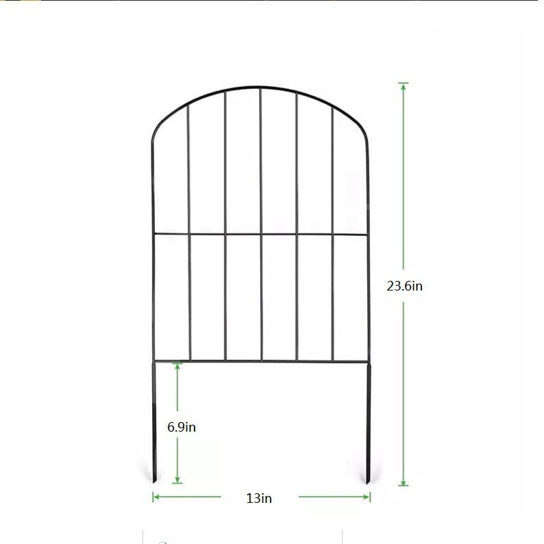 13 in. H x 23.6 in. W Black Metal Arched Garden Fence (10-Pack) - Hercitys