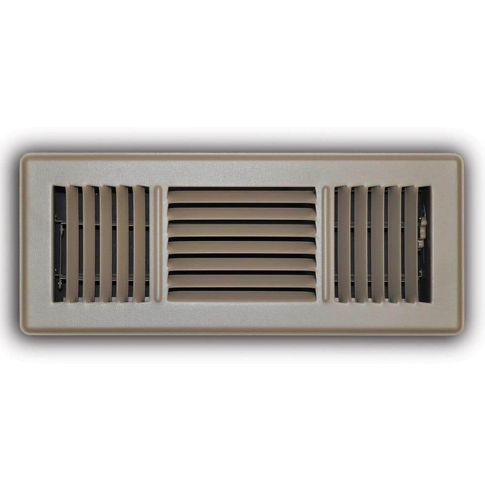 12 in. x 4 in. 3-Way Steel Floor Register, Brown - Hercitys