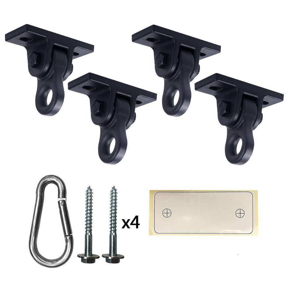 5000 lb. Capacity Heavy Duty Swing Hangers with Screws Bolts for Playground Porch Yoga Seat Trapeze, Black (4-Pack) - Hercitys