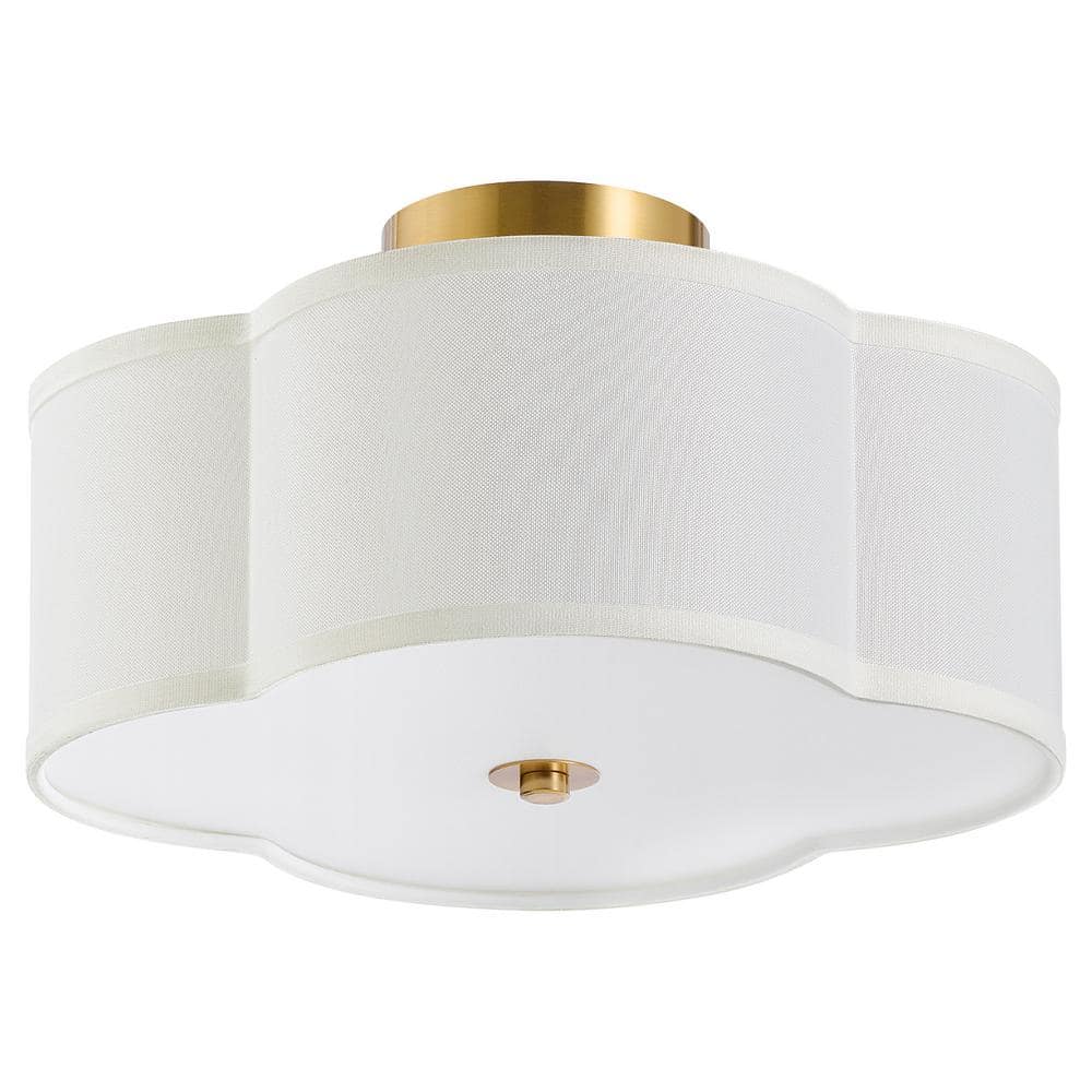 12.6 in. 4-Light Fabric Semi Flush Mount Ceiling Light Fixture with Fabric Shade, Acrylic Diffuser and E26 Bases - Hercitys