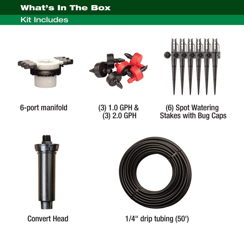 1800 Pop-Up Sprinkler Head to 6-Emitter Drip Irrigation Conversion Kit - Hercitys