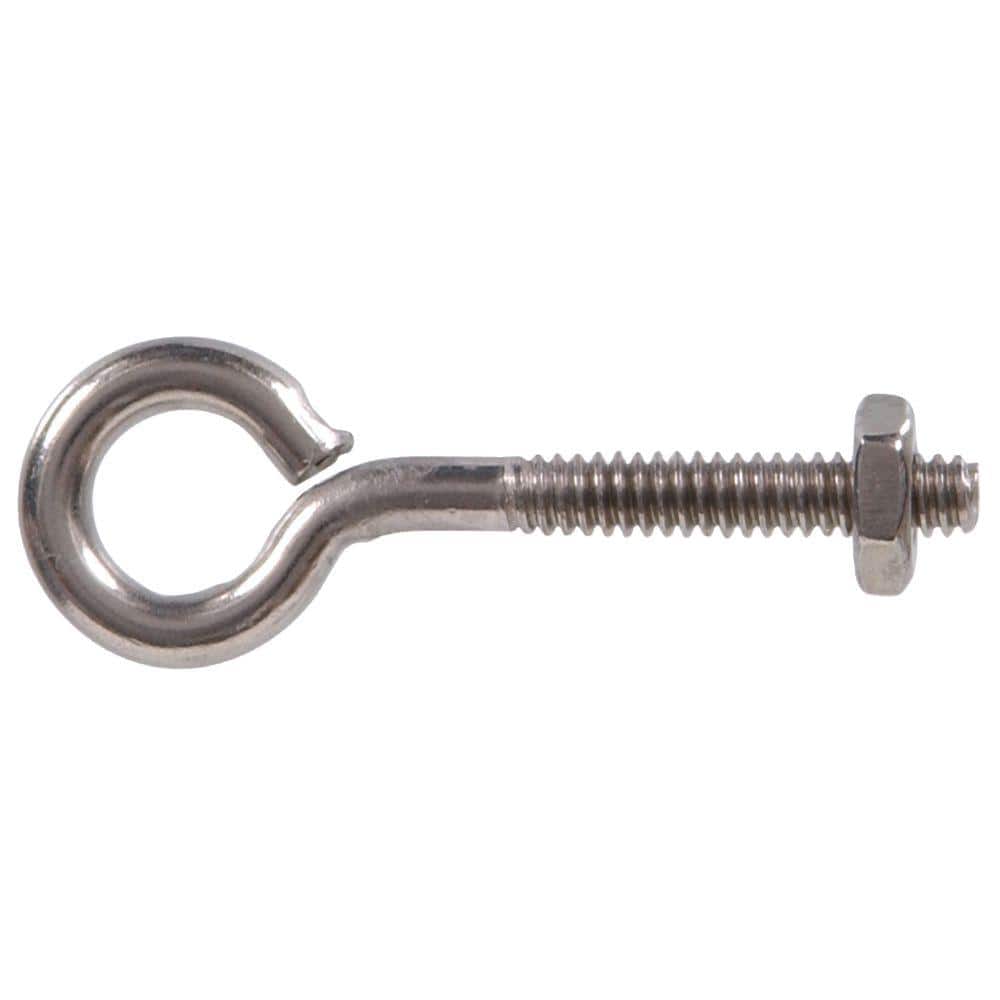 3/8 in.-16 tpi x 3-7/8 in. Stainless Steel Eye Bolt with Nut (4-Pack) - Hercitys
