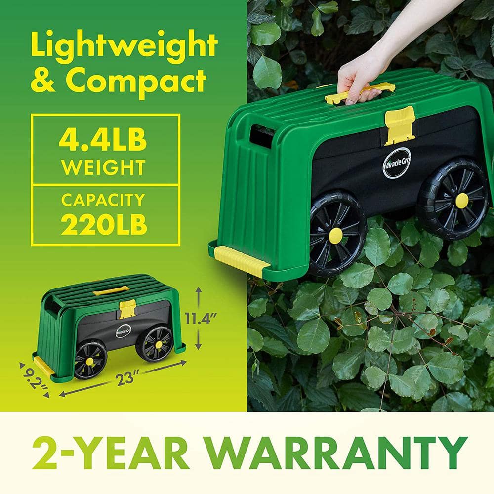 4-in-1 Garden Stool – Multi-Use Garden Scooter with Seat, Rolling Cart with Storage Bin, Padded Kneeler and Tool Storage - Hercitys