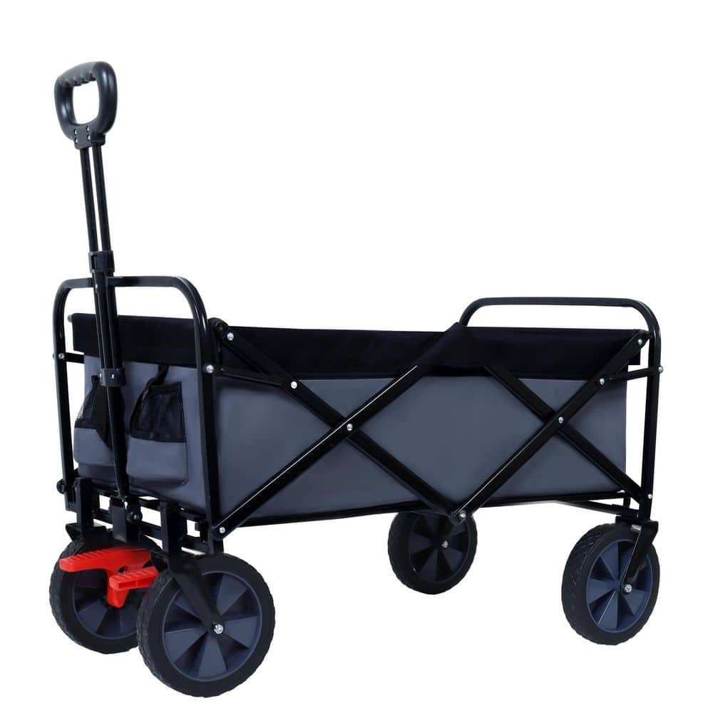 5.29 cu. ft. Steel Garden Cart, Foldable Heavy-duty Wheeled Cart, Suitable for Outdoor Use and Shopping - Hercitys