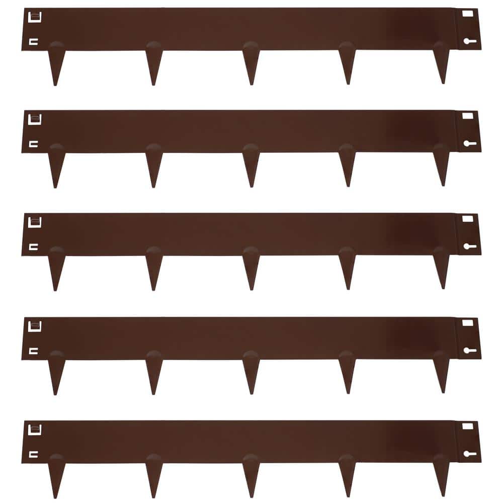 42 in. Brown Steel Metal Landscape Edging Border (Set of 5) - Hercitys
