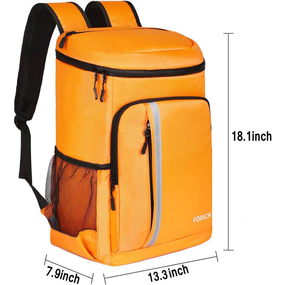 30 Liters Backpack Cooler Leakproof Soft-SIde Cooler Insulated Waterproof Lightweight for Picnics, Camping, Orange - Hercitys