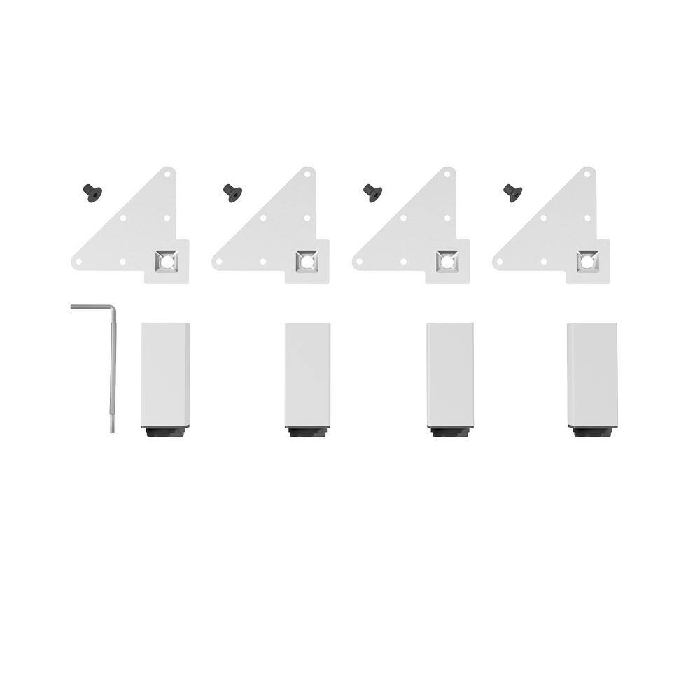 (4-Pack) 4 3/4 in. (120 mm) Matte White Metal Square Furniture Leg with Leveling Glide - Hercitys