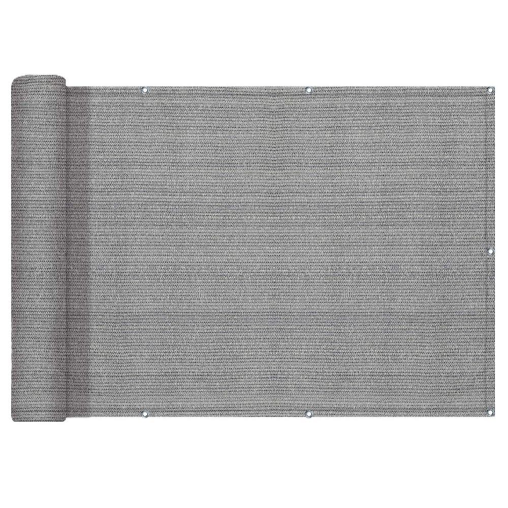 36 in. HDPE Brown Gray Plastic Privacy Garden Fence with UV Protection, Balcony and Deck Wind Block Screen - Hercitys