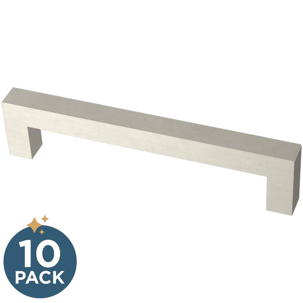 10-Pack Simple Modern Square 5-1/16 in. (128 mm) Modern Cabinet Drawer Pulls in Stainless Steel - Hercitys
