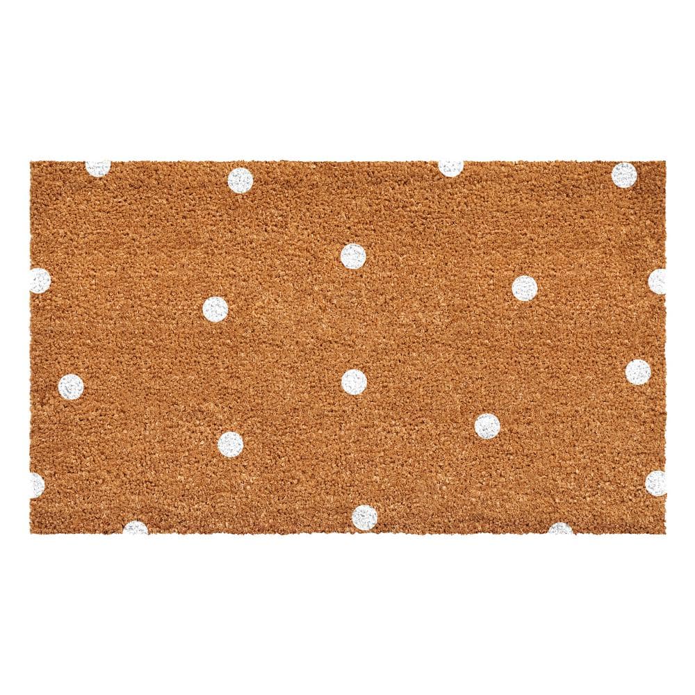 17 in. x 29 in. White Polka- Dots Doormat - Hercitys