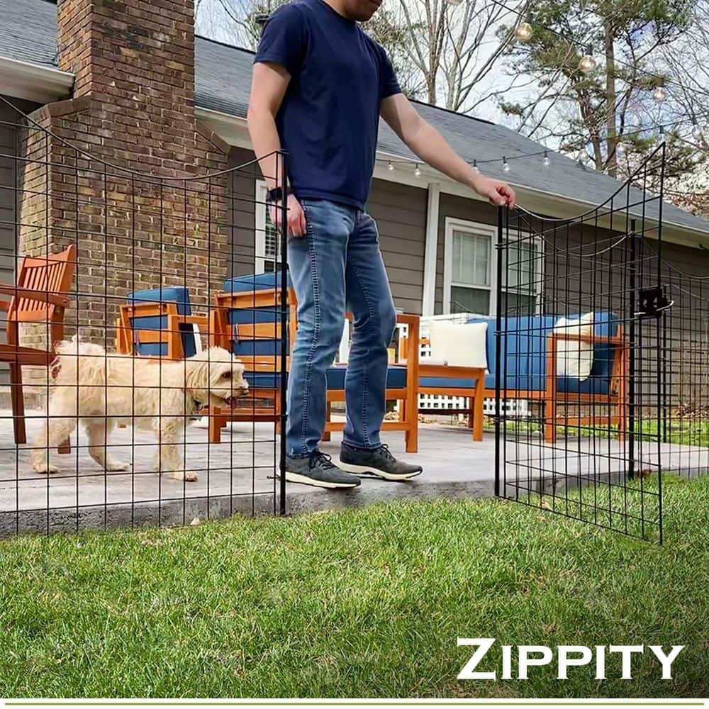 3 ft. W x 3.25 ft. H Black Metal Zippity Gate with 4-Fence Panels - Hercitys