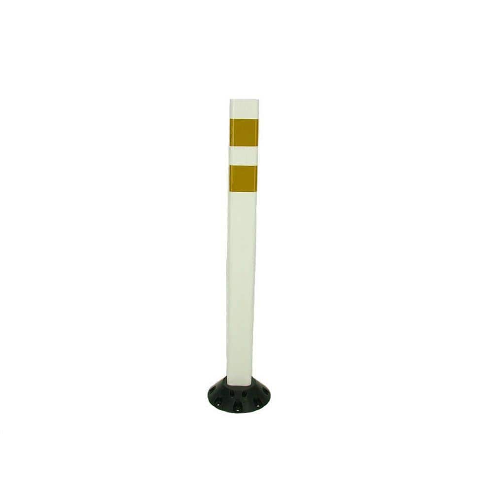 36 in. Repo Post Workzone White Delineator Post and Base with High-Intensity Yellow Band - Hercitys