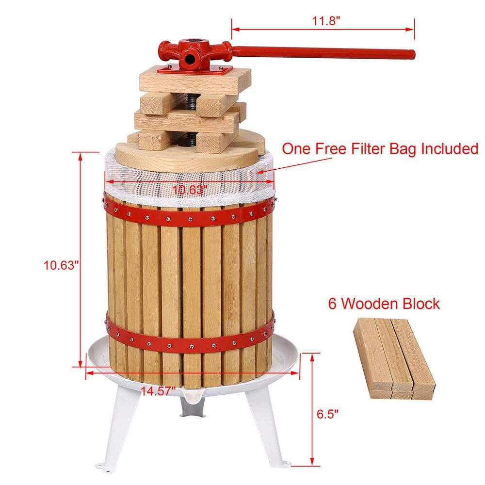 3.17 gal./12 L Manual Old-Fashioned Traditional Fruit Wine Juicer, Suitable for Pressing Apples and Grapes - Hercitys