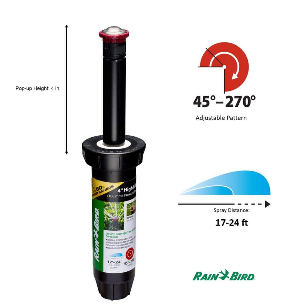 22SA 4 in. Pop-Up Rotary PRS Sprinkler, 45-270° Pattern, Adjustable 17-24 ft. - Hercitys