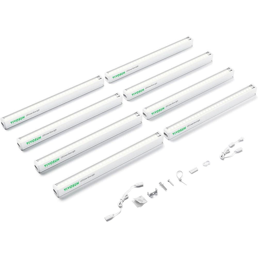 1 ft. 6W/Bar 5000K T5 Linear LED Grow Light, Full Spectrum, ‎Cool White (8-Pack) - Hercitys