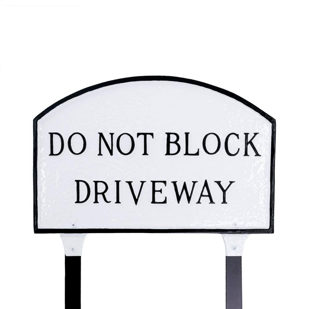 13 in. x 21 in. Large Arch Do Not Block Driveway Statement Plaque Sign with Lawn Stakes-Black/Gold - Hercitys