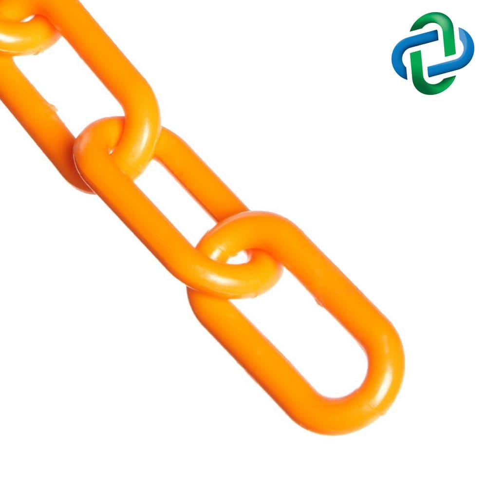 2 in. (54 mm) x 25 ft. Safety Orange Heavy-Duty Plastic Barrier Chain - Hercitys