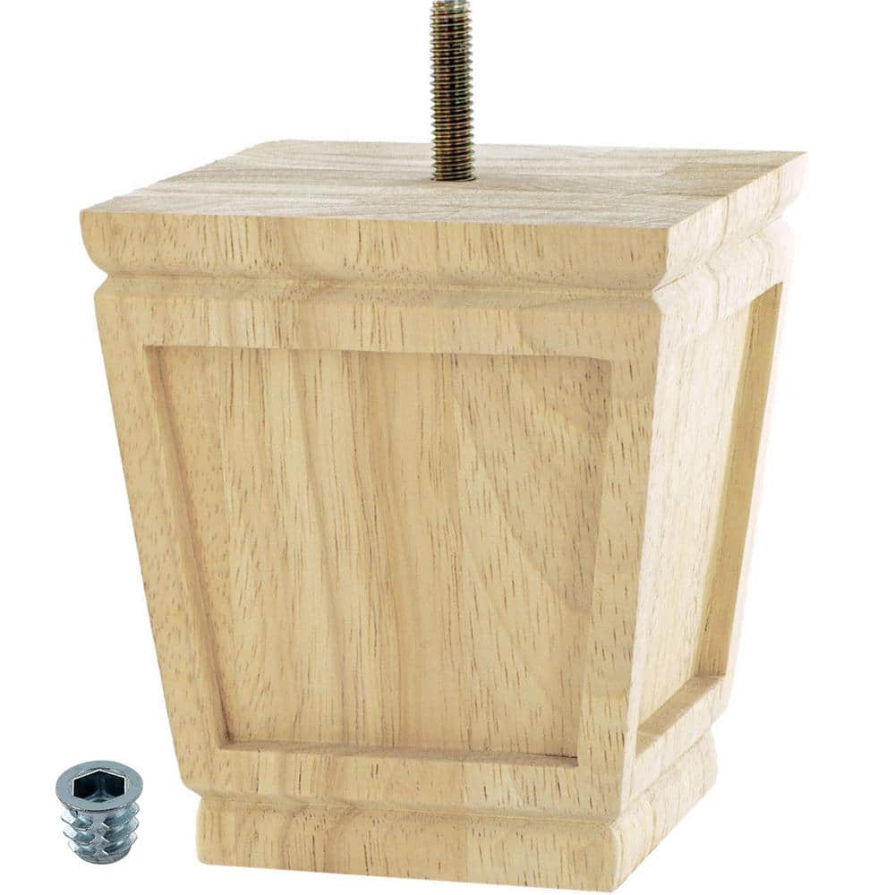 4 in. x 4 in. Unfinished Solid Hardwood Square Bun Foot - Hercitys