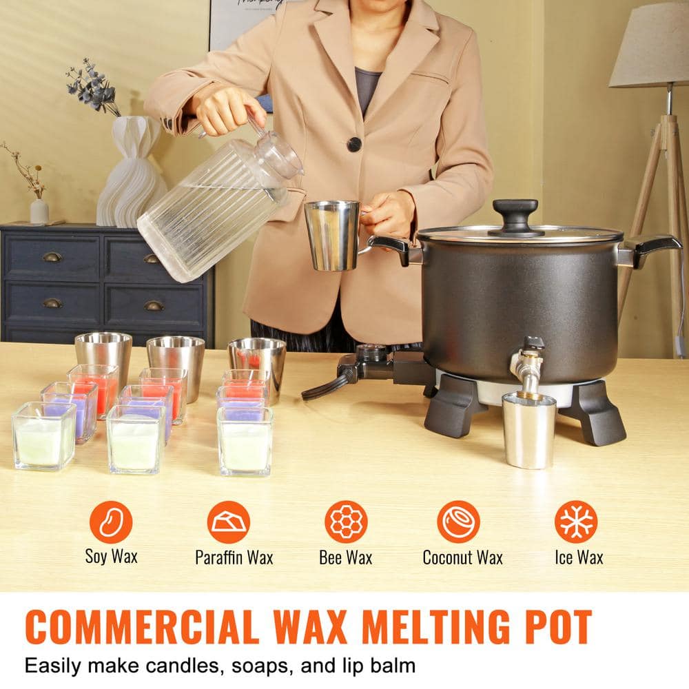 5 L Wax Melter for Candle Making, Large Electric Wax Melting Pot Easy Pour Spout 4-level Temperature Control, Easy Clean - Hercitys
