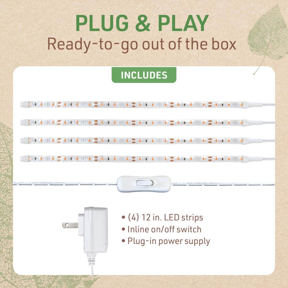 12 in. 10-Watt Strip LED Indoor Grow Lights Kit - Hercitys
