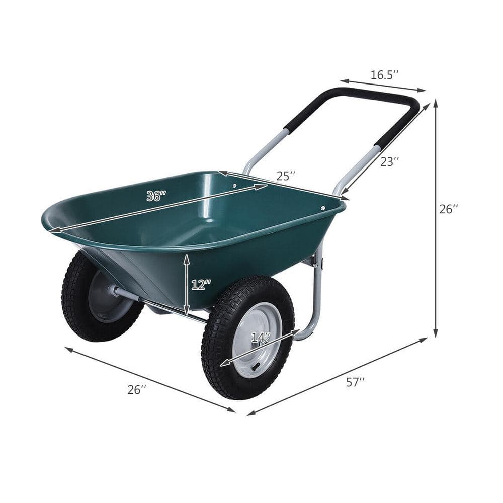 5 cu. ft. Plastic Garden Dolly Post Hole Digger Utility Cart Wheelbarrow - Hercitys