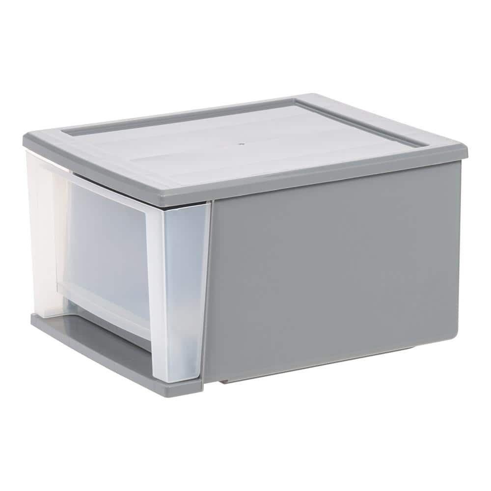 12.05 in. W x 8.39 in. H Single Gray Stackable Storage with Clear Drawer - Hercitys