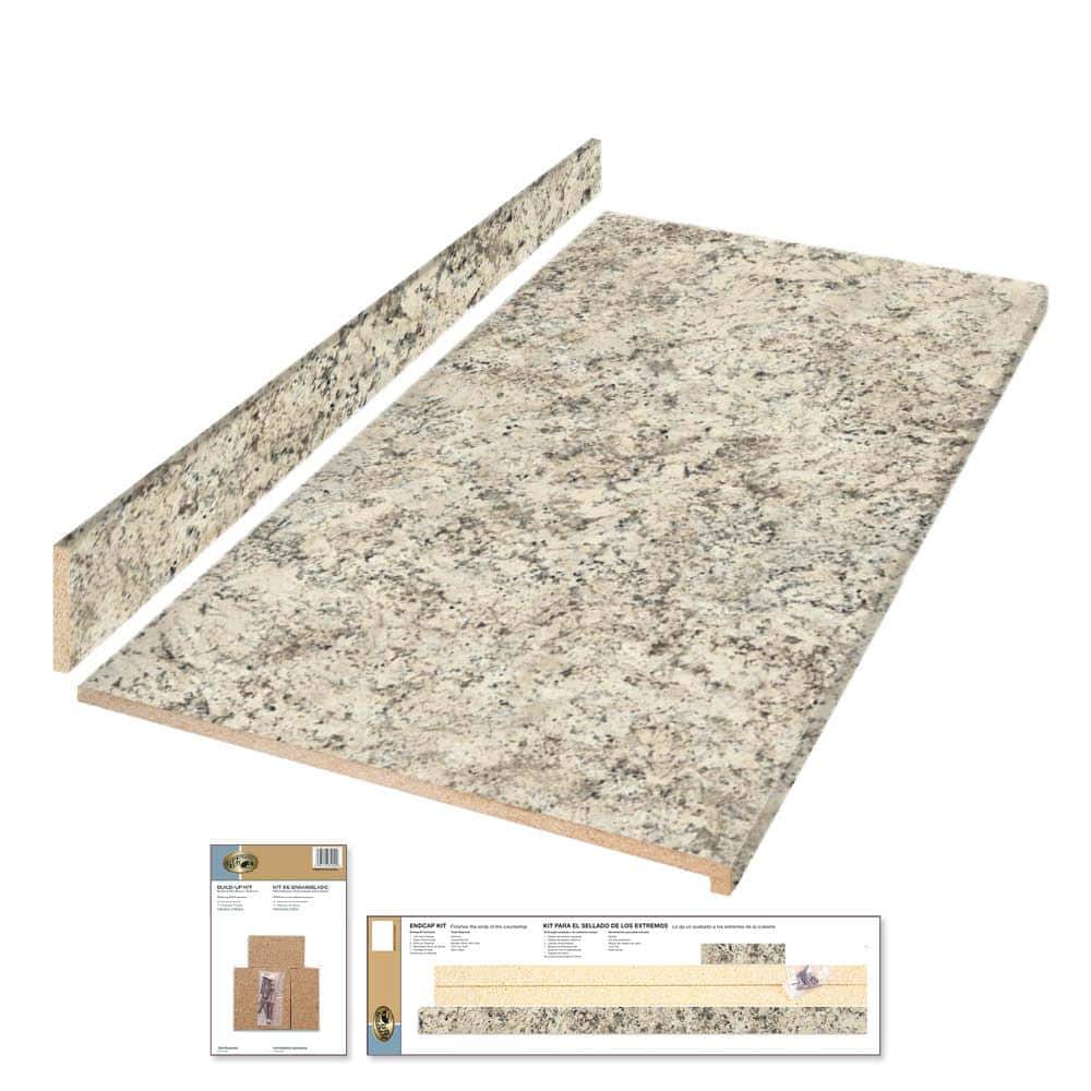 4 ft. Straight Laminate Countertop All-Inclusive Kit in Textured Typhoon Ice with Eased Edge and Loose Backsplash - Hercitys