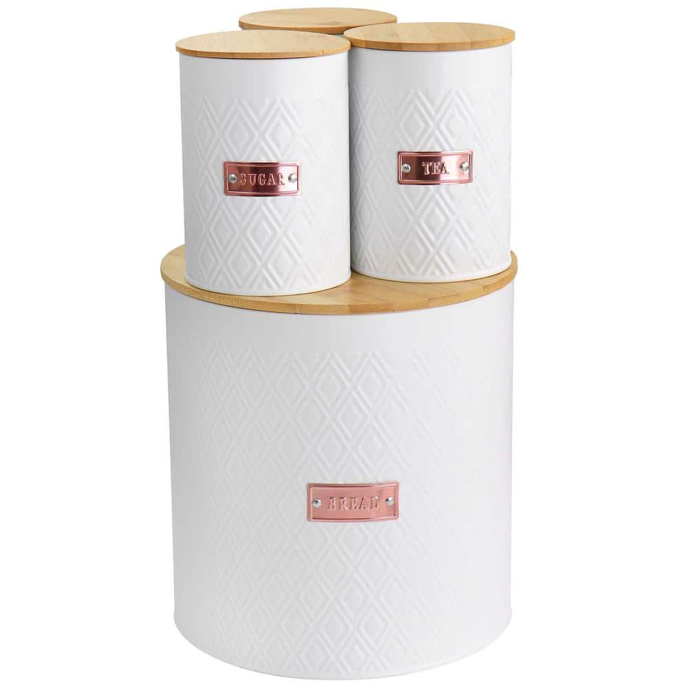 4-Piece Iron Canister Set in White - Hercitys