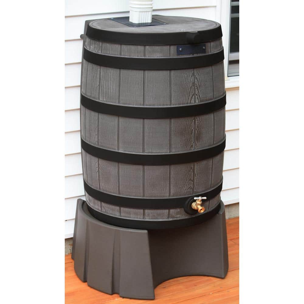 50 Gal. 12.5 in. Rain Barrel Stand in Oak - Hercitys